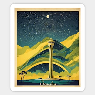 Brasilia Brazil Starry Night Vintage Tourism Travel Poster Sticker